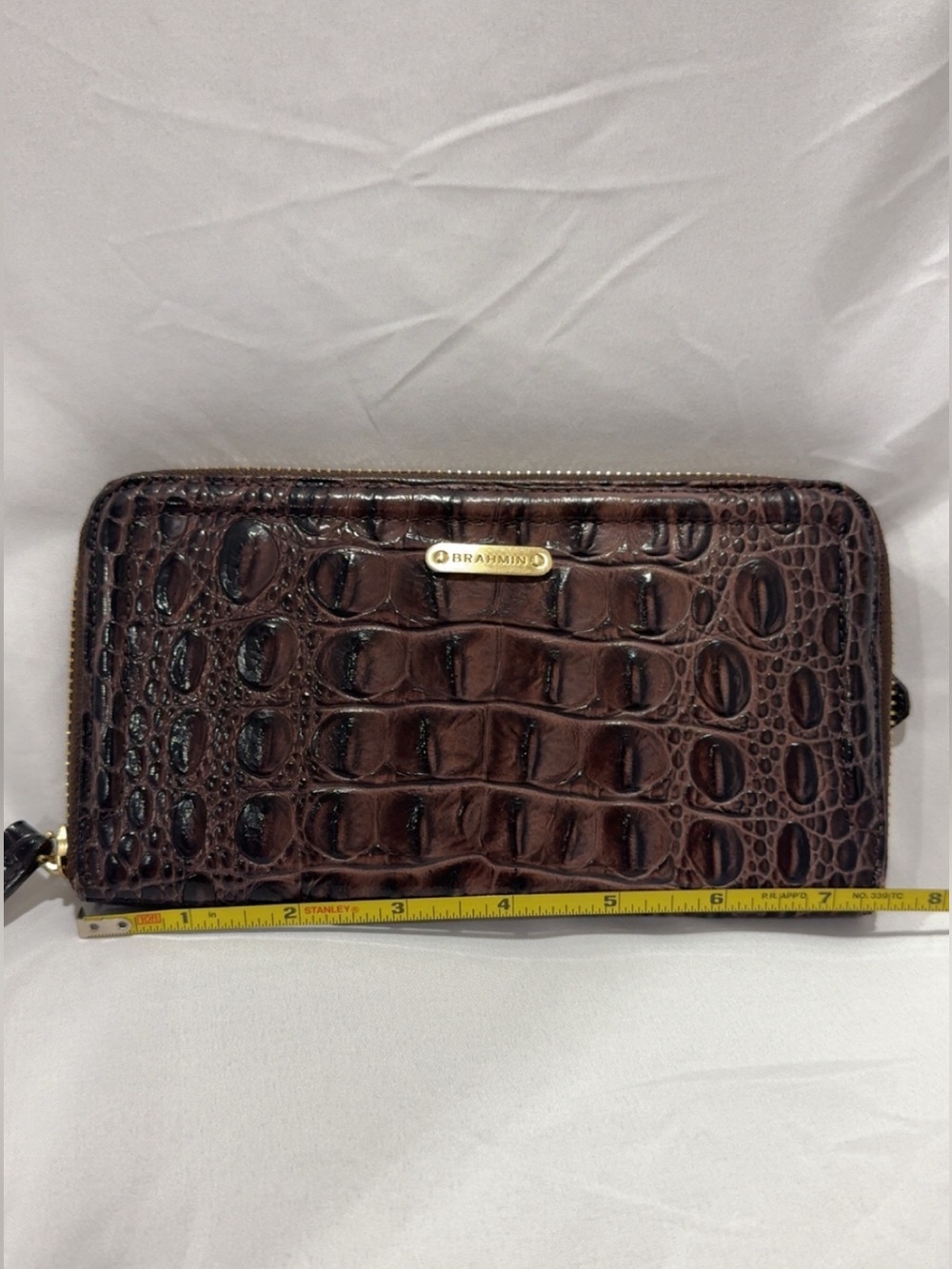 Brahmin Dark Brown Croc-Embossed Zip Around Wallet - Picture 6 of 6